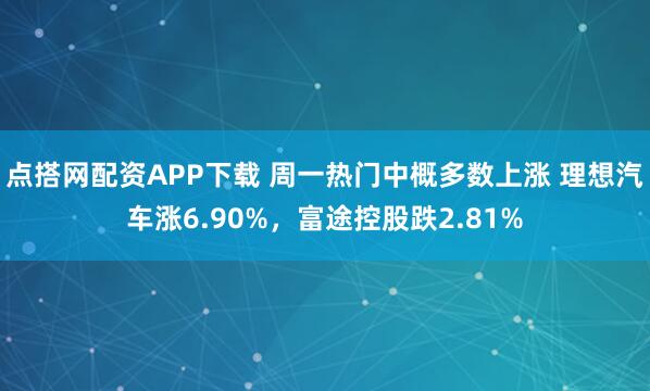 点搭网配资APP下载 周一热门中概多数上涨 理想汽车涨6.90%，富途控股跌2.81%